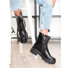 Goodin Bottes sur la plate-forme le noir 1