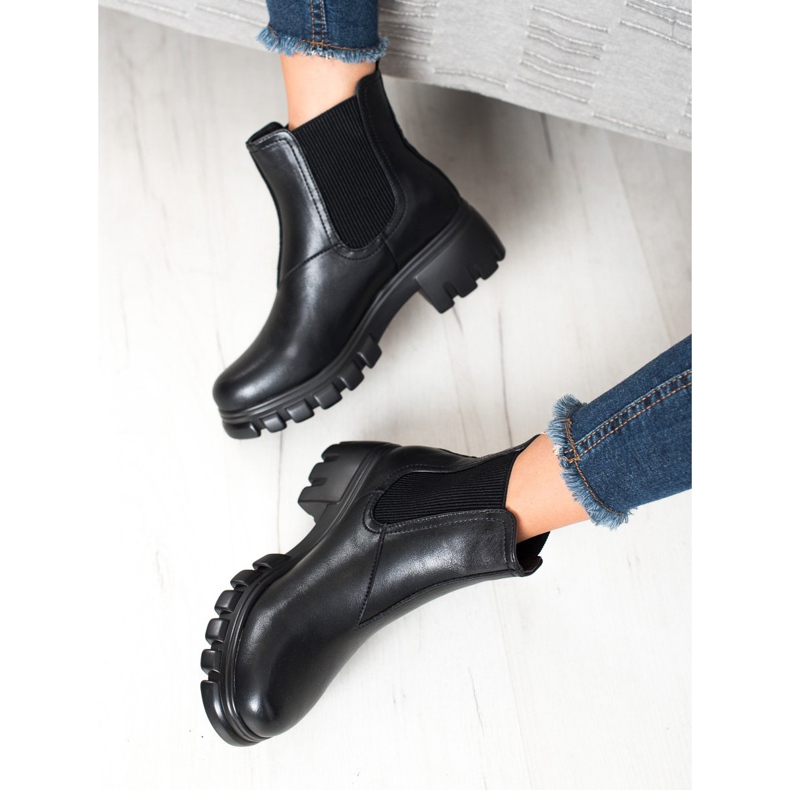 Goodin Bottines Chelsea sur la plateforme le noir 2 Goodin Bottines Chelsea sur la plateforme le noir 2