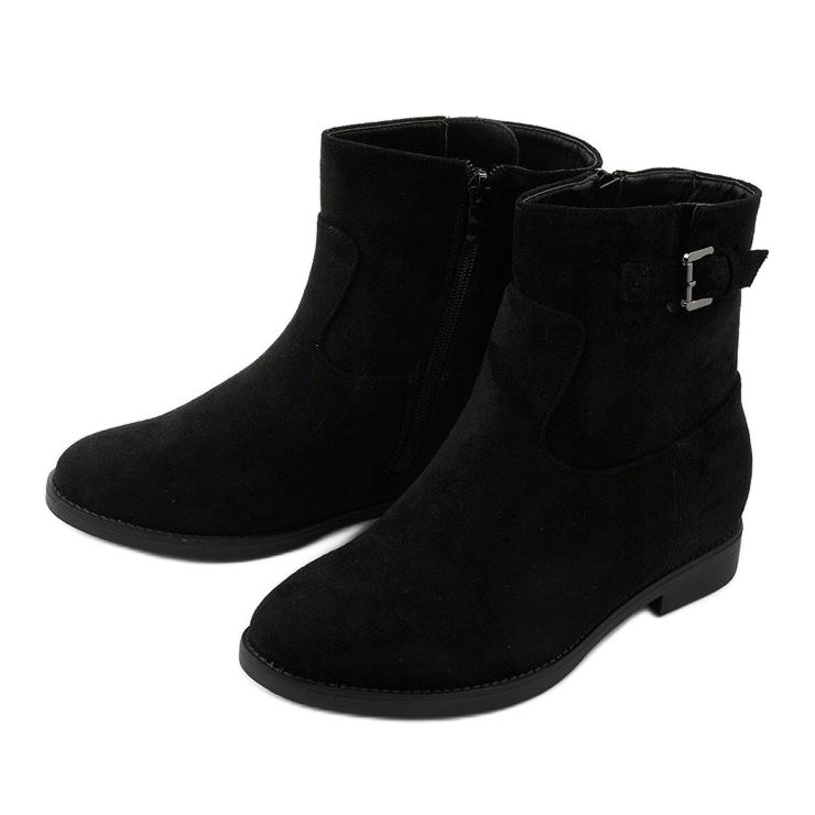 Bottes isolées noires avec un coin caché en daim Clifford 2