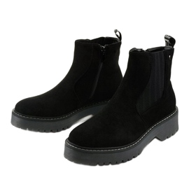 Bottines plates noires en éco-cuir imitation daim Mildshade le noir 2