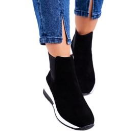 Vinceza Chaussures de sport pour femmes Baskets en cuir noir 21-7781 blanc 2