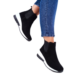 Vinceza Chaussures de sport pour femmes Baskets en cuir noir 21-7781 blanche le noir 3