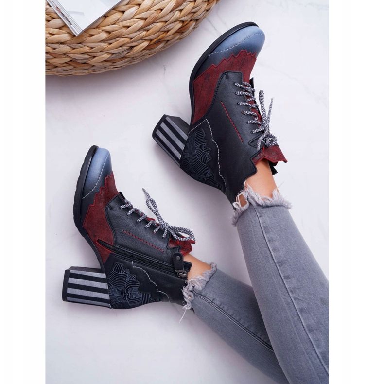 Bottes en cuir pour femmes Maciejka Noir 03190 le noir multicolore 3