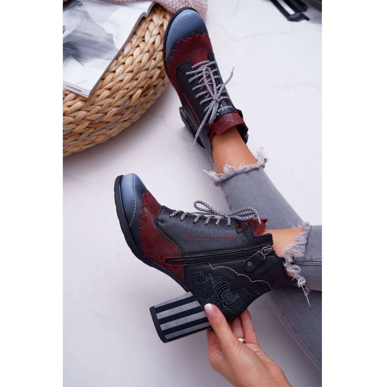 Bottes en cuir pour femmes Maciejka Noir 03190 le noir multicolore 5