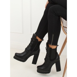 Bottines à talons larges noires DF3718 Noir 2