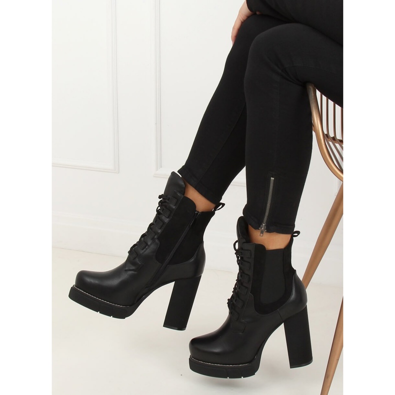 Bottines à talons larges noires DF3718 Noir 2