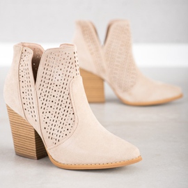 Bella Paris Bottines Ajourées Sur La Poste beige 1