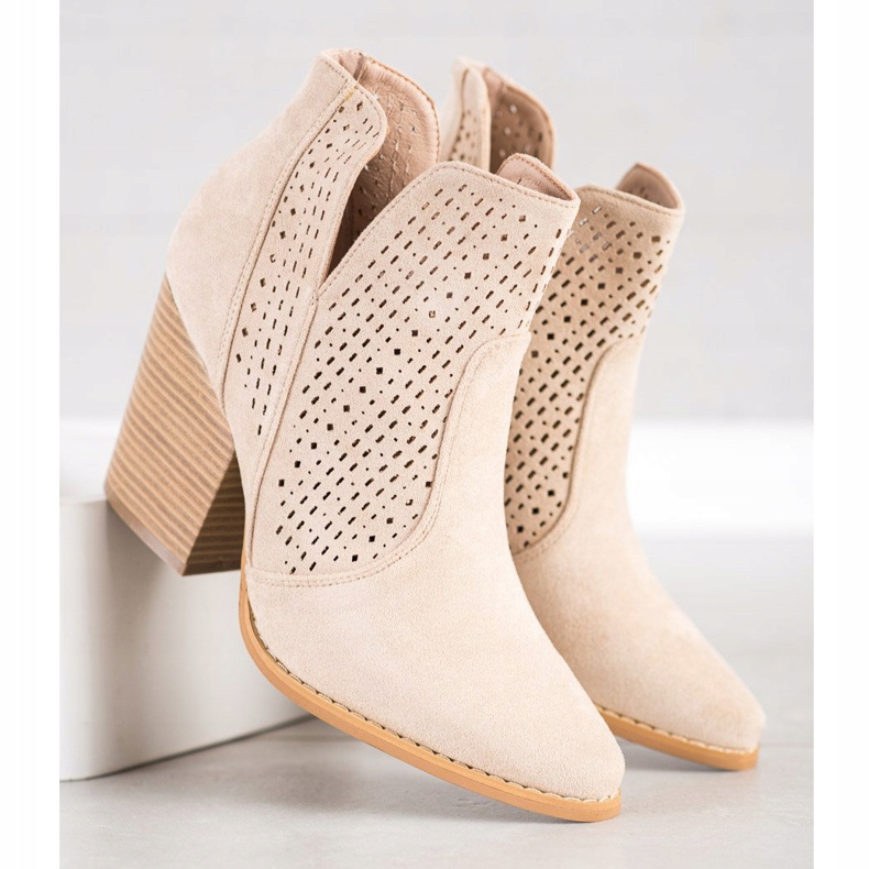 Bella Paris Bottines Ajourées Sur La Poste beige 2