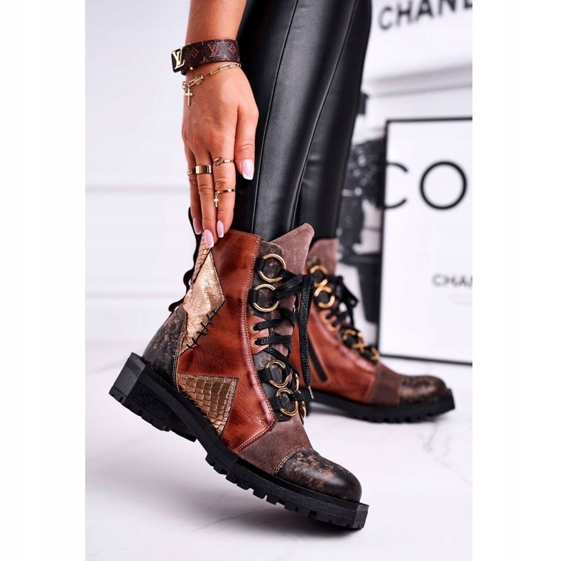 Bottes Femme Cuir Maciejka Rouge 04184-29 / 00-3 brun multicolore 1