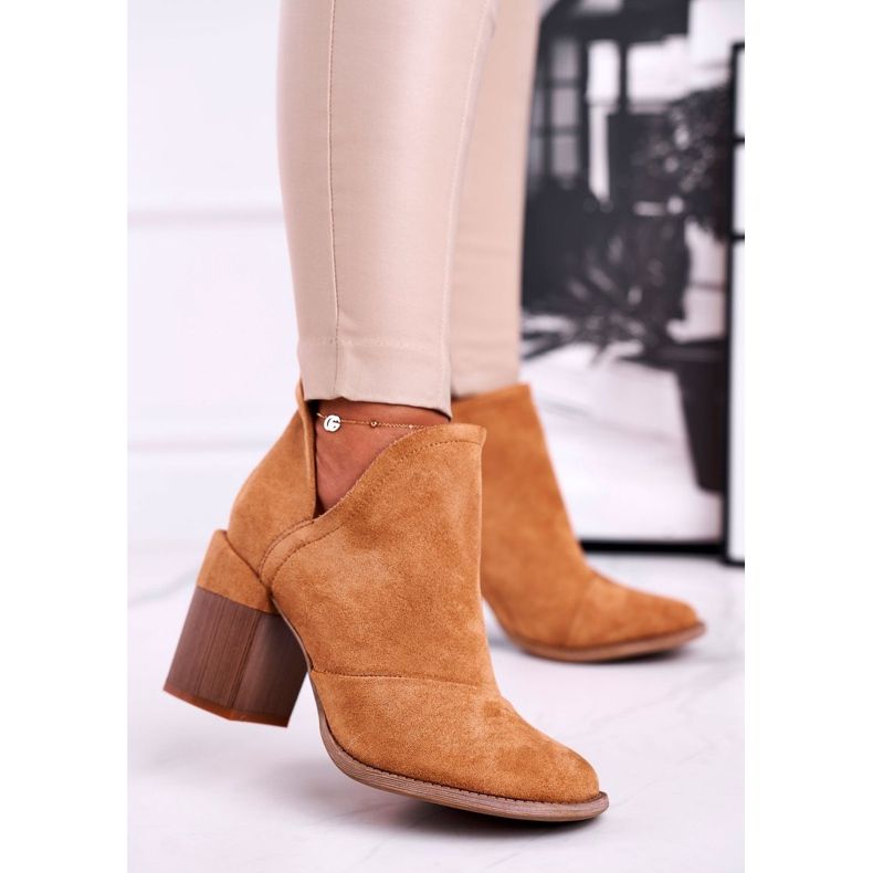 MSMG Bottines à Talons Femme Coupe Camel Meliori brun 1