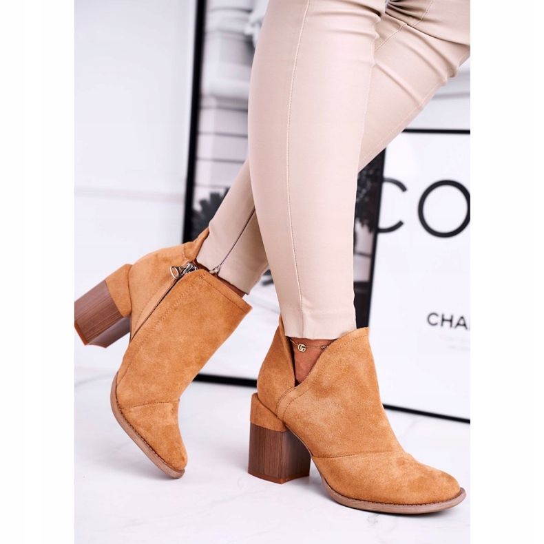 MSMG Bottines à Talons Femme Coupe Camel Meliori brun 2