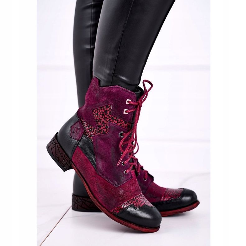 Bottes Chaudes En Cuir Femme Maciejka Violet 04625-23 rouge multicolore 1