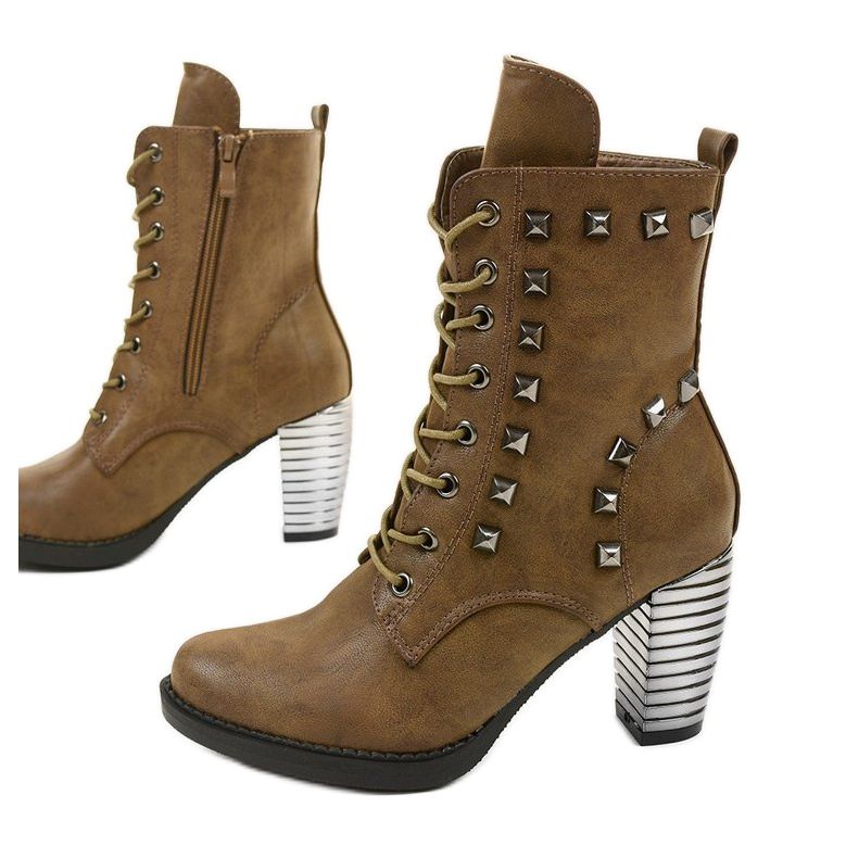 Bottes kaki sur le poteau en éco-cuir F117 vert 1