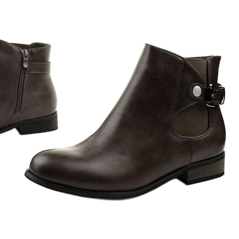 Bottines plates grises avec élastique et fermeture éclair 20Y8035-1 1 Bottines plates grises avec élastique et fermeture éclair 20Y8035-1 1