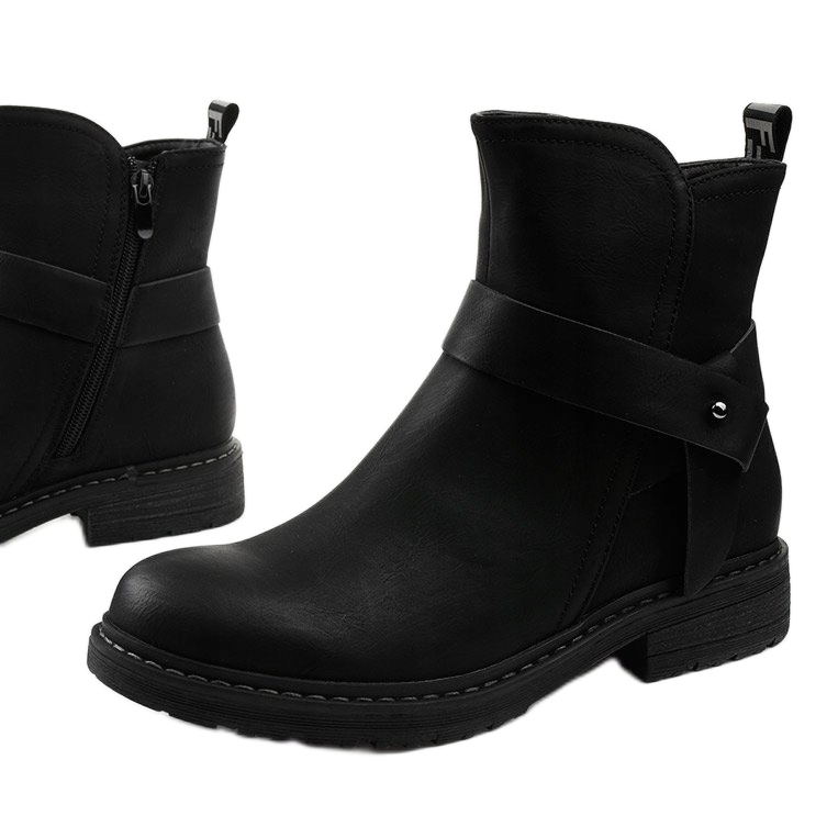 Bottes plates noires pour femmes avec fermeture éclair Graybane 1