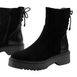 Bottines noires façon daim avec fermeture éclair Nemororia le noir 1