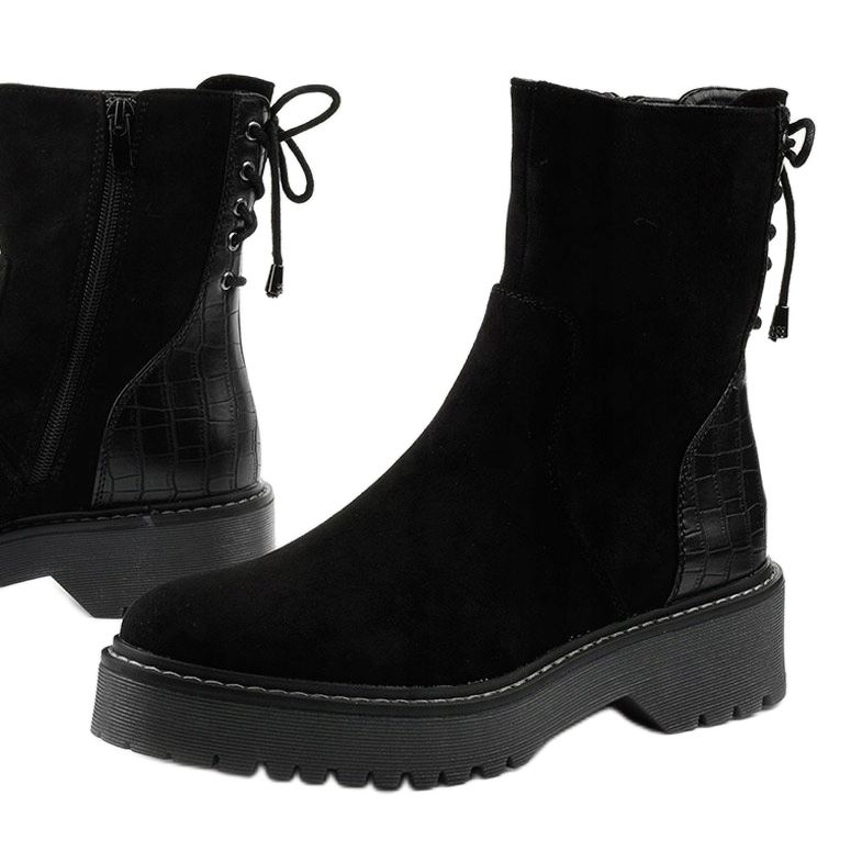 Bottines noires façon daim avec fermeture éclair Nemororia 1