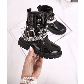FRROCK Bottines Enfant Chauffées De Fourrure, Laqué Noir Dolly le noir 3