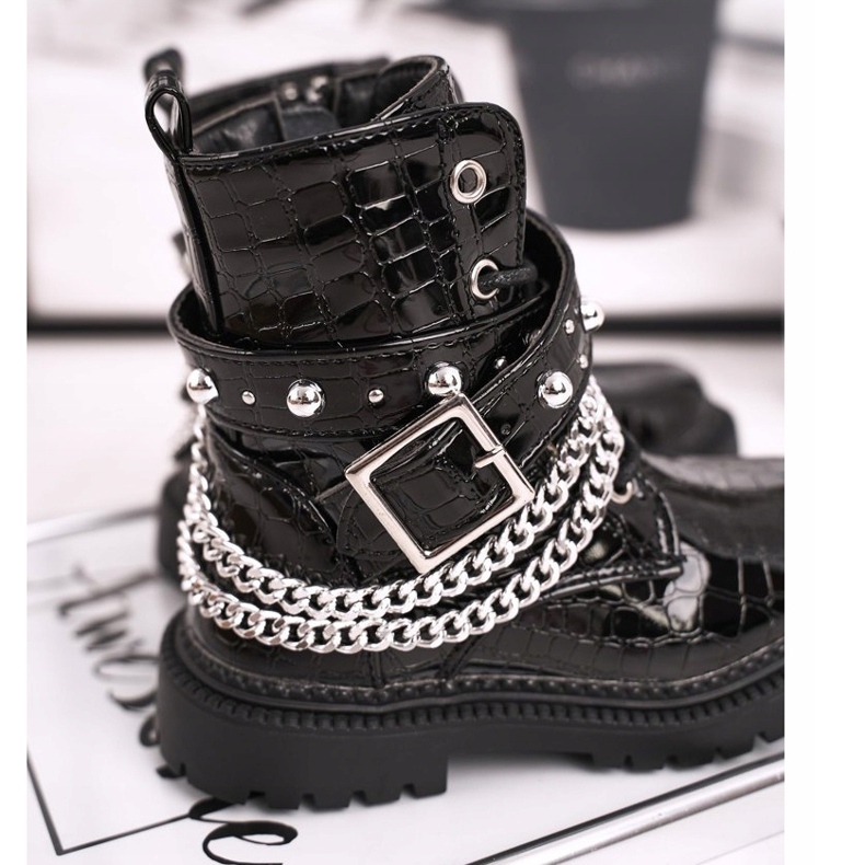 FRROCK Bottines Enfant Chauffées De Fourrure, Laqué Noir Dolly le noir 2