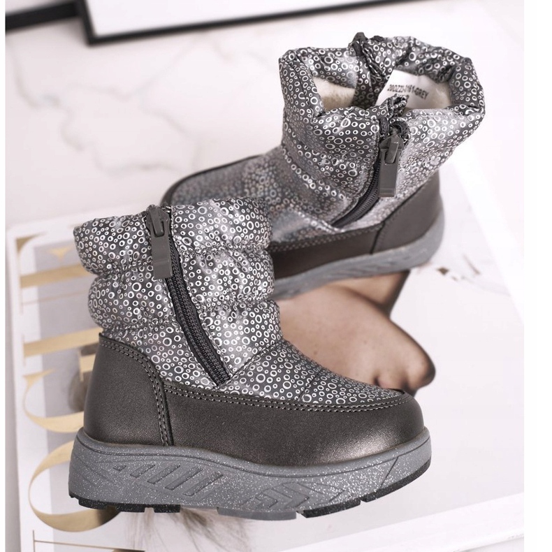 EVE Bottes de neige chaudes en laine pour enfants Gris Cruella 1