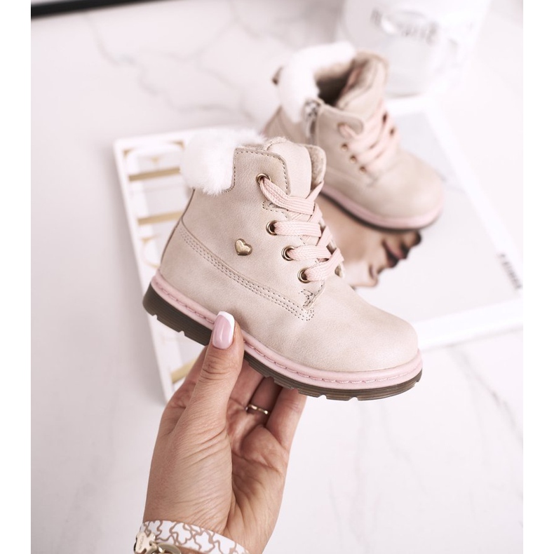 EVE Bottes de Trappeurs Chaudes Enfant Beige Maestro 1