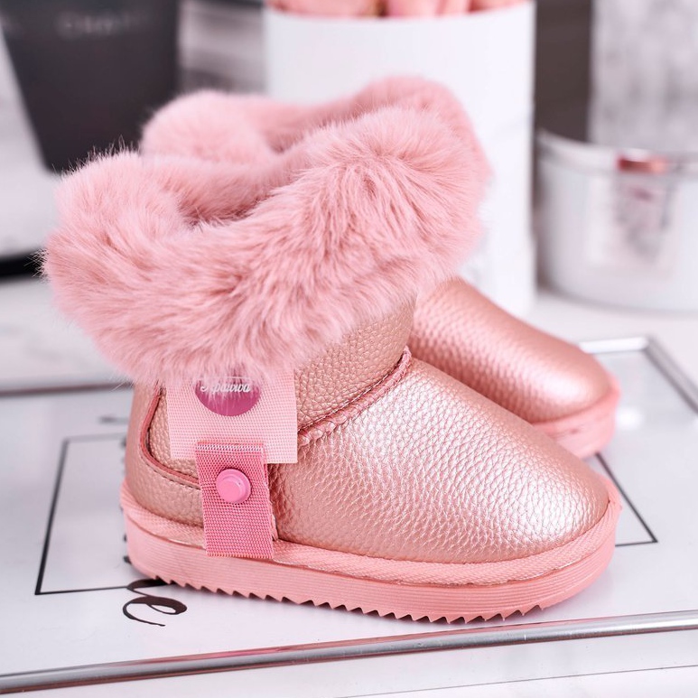Apawwa Bottes de neige pour enfants Marella rose chaud avec fourrure 1