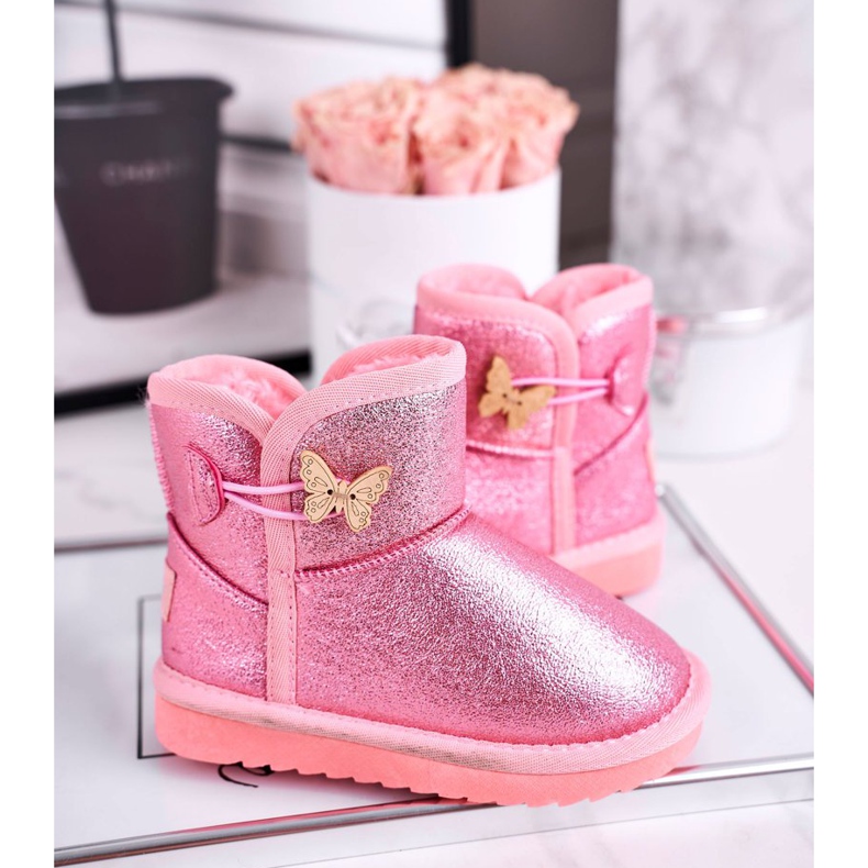 Apawwa Bottes de neige chaudes pour enfants avec un papillon rose Cosmic 2