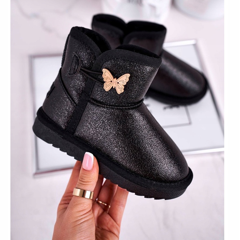 Apawwa Bottes de neige isolées pour enfants avec un papillon noir Cosmic 2