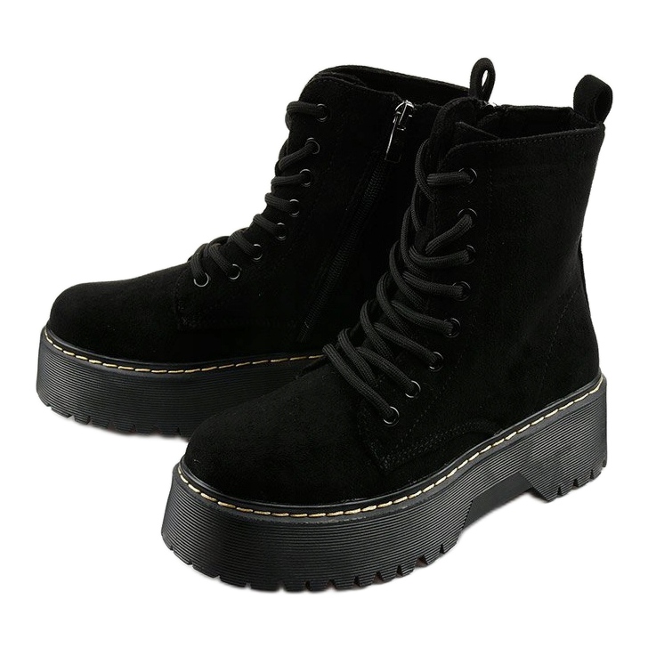 Bottines noires à lacets en daim Cataela 2