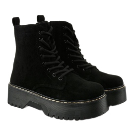 Bottines noires à lacets en daim Cataela le noir 3