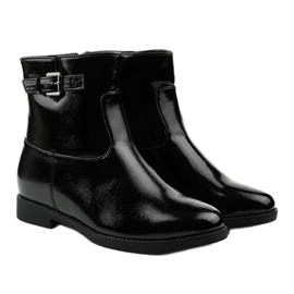 Bottes isolées noires avec un coin laqué verni caché Valentina le noir 3
