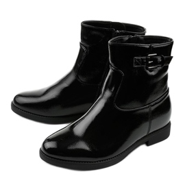 Bottes isolées noires avec un coin laqué verni caché Valentina le noir 2