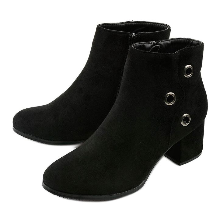 Bottines noires avec éco-daim A8163 / A 1