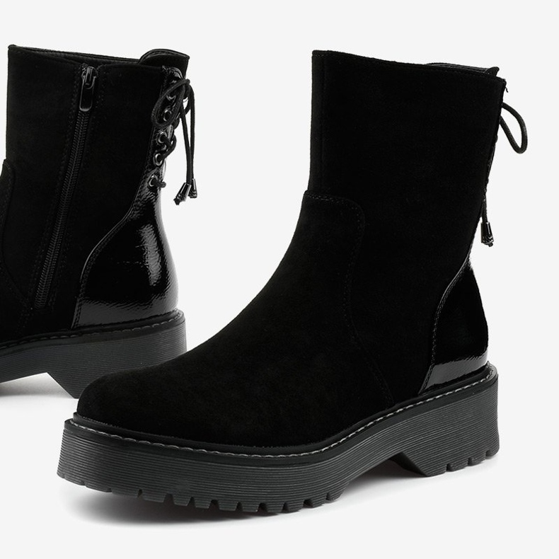 Bottines noires façon daim avec une fermeture éclair Keensallow le noir 1