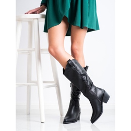 SHELOVET Bottes de cowboy noires 1