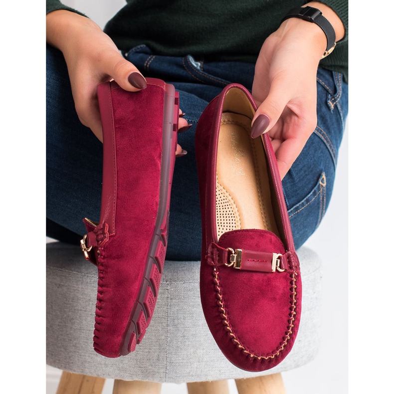 Fama Mocassins en daim rouge 1