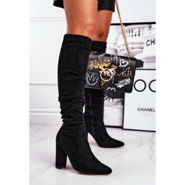 Bottines Femme Talon Daim Noir Pomestro le noir 1