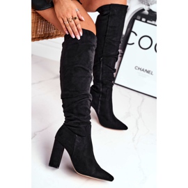 Bottines Femme Talon Daim Noir Pomestro le noir 3