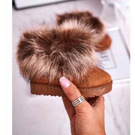 FRROCK Bottes De Neige Avec Fourrure Camel Petit Renard beige jaune 6