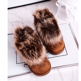 FRROCK Bottes De Neige Avec Fourrure Camel Petit Renard beige jaune 1