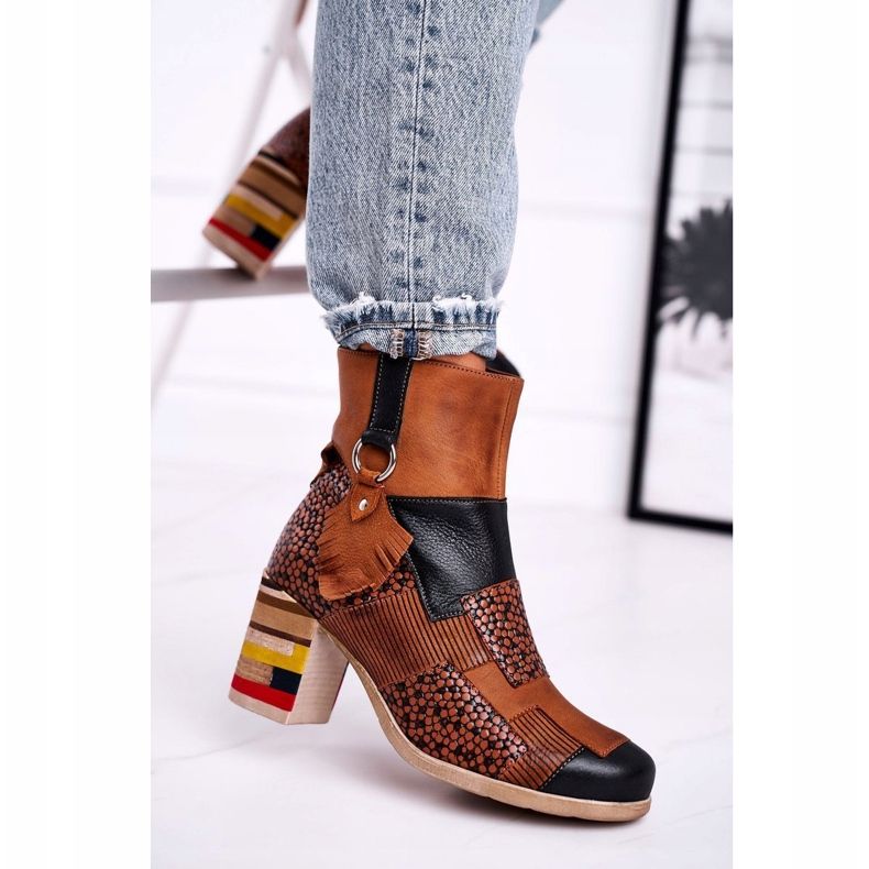 Bottes en cuir pour femmes Maciejka Rude 04635-29 brun multicolore 1