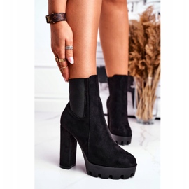 FW1 Bottines Femme à Talons Hauts Eco-Suède Noir Juliet 2