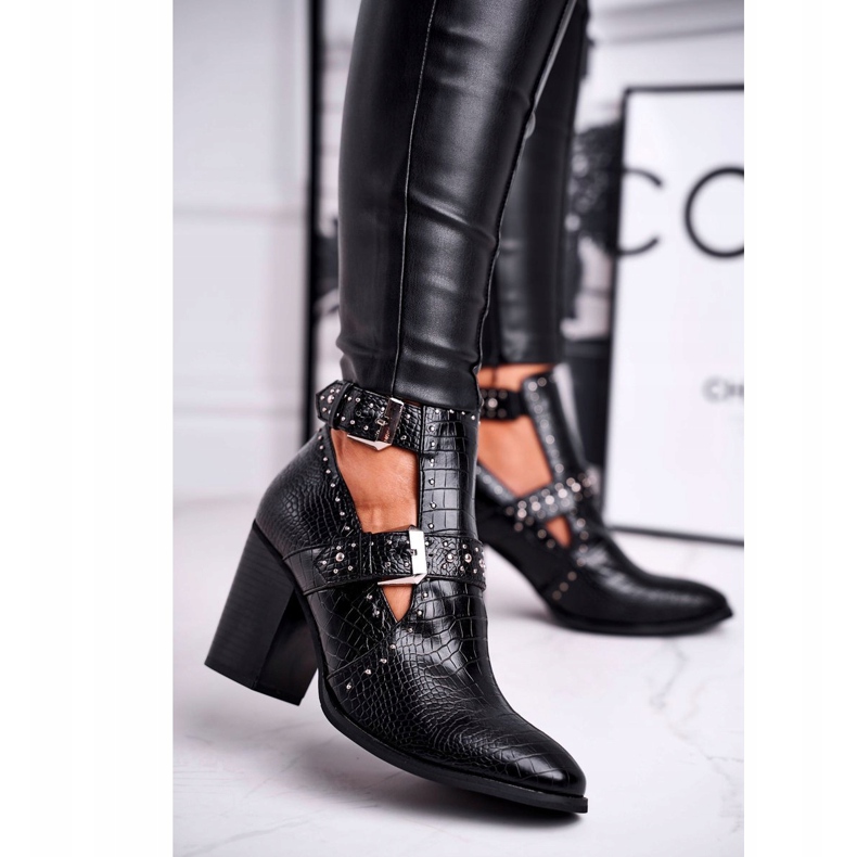 FRSS Boots Femme Découpes Croco Noir Aria 1