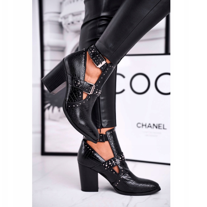 FRSS Boots Femme Découpes Croco Noir Aria 2