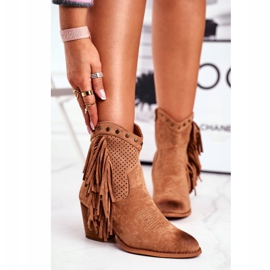 Bottines Femme Talon Haut Avec Franges Cowboy Boots Kaki Michelle brun 2 Bottines Femme Talon Haut Avec Franges Cowboy Boots Kaki Michelle brun 2