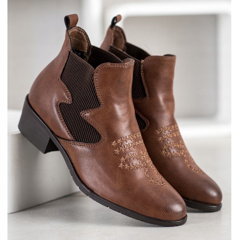 Weide Bottes en éco-cuir brun 1