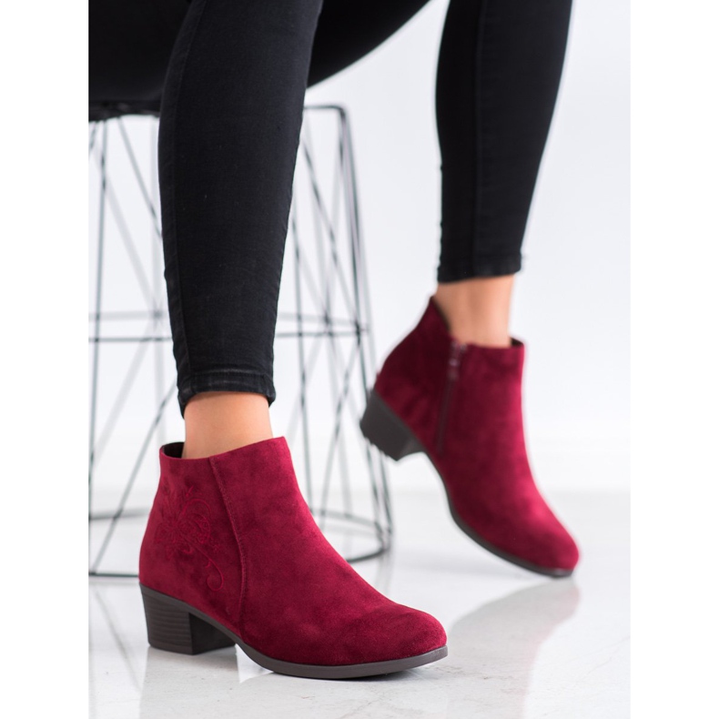 SHELOVET Bottines bordeaux avec application rouge 1