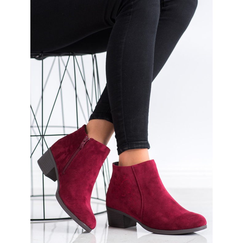 SHELOVET Bottines bordeaux avec application rouge 2