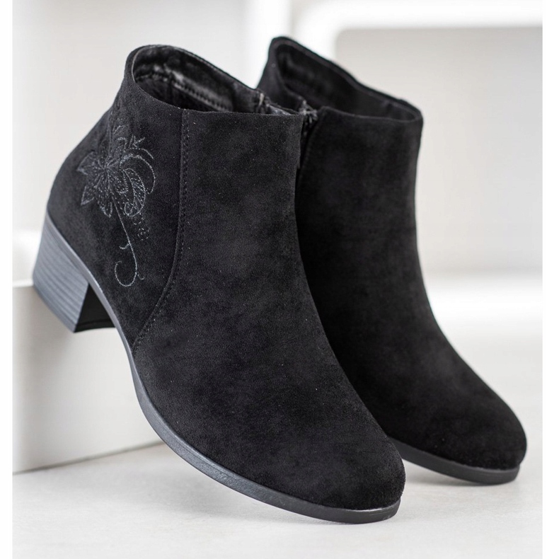 SHELOVET Bottes noires avec application le noir 1