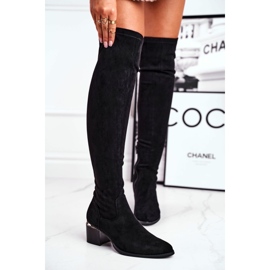 Bottes hautes pour femmes en daim écologique noir Can't Stop le noir 1